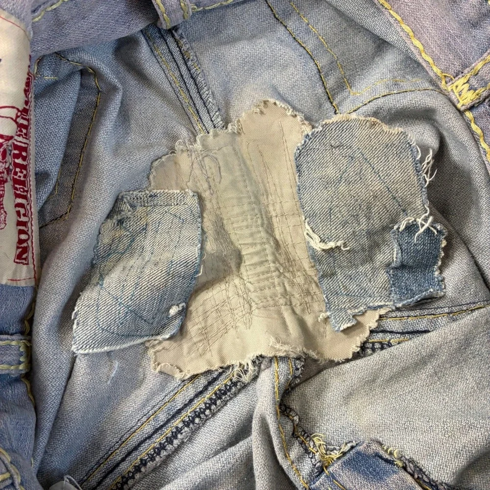 Vintage True Religion Billy Super T Jeans Mens 40x33 Grey Distressed‎ Y2K
